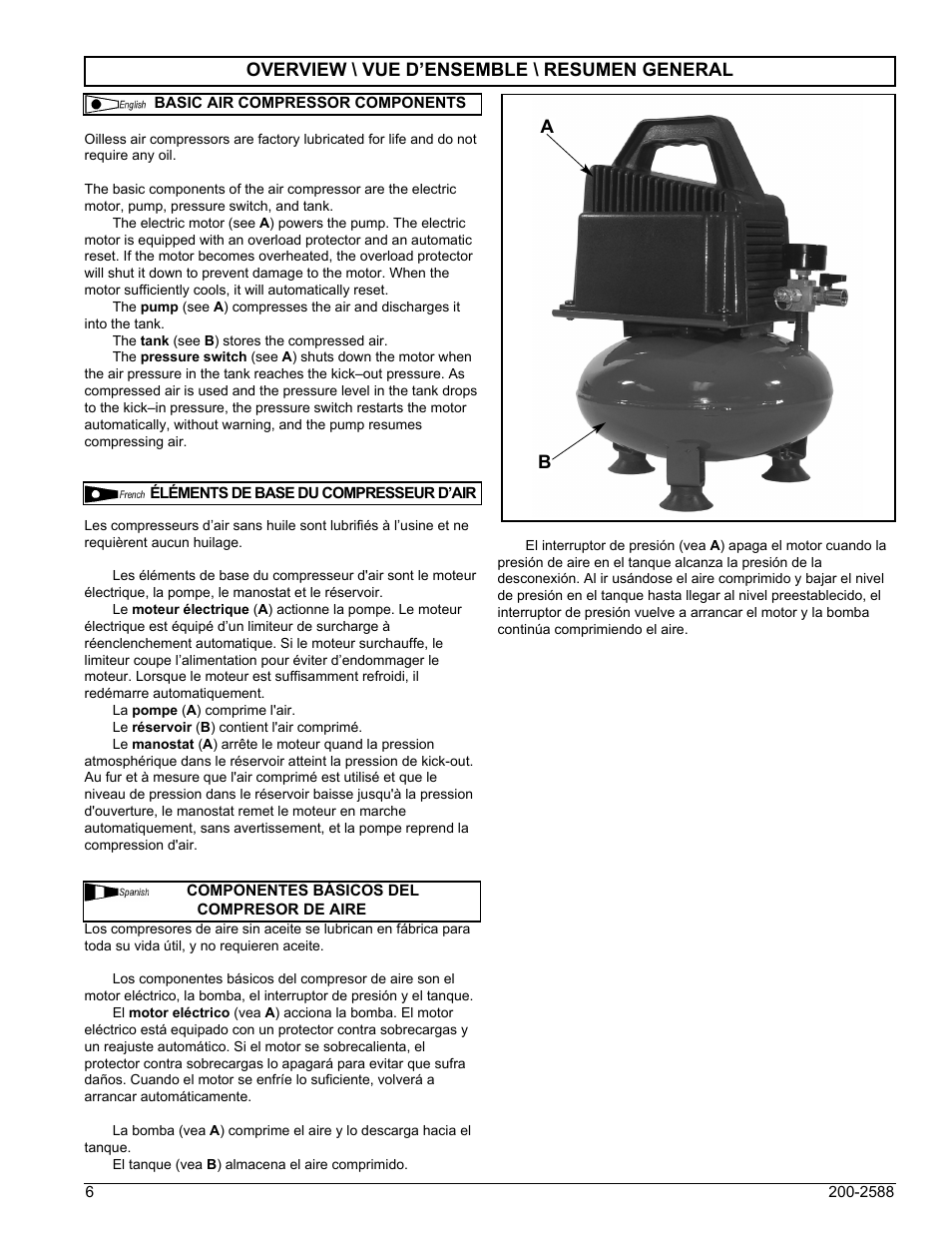 Ba overview \ vue d’ensemble \ resumen general | Powermate VN0000101 User Manual | Page 6 / 20