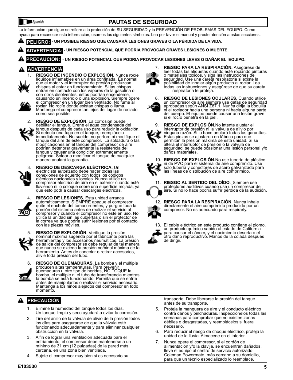 Pautas de seguridad | Powermate VNF1080620 User Manual | Page 5 / 20