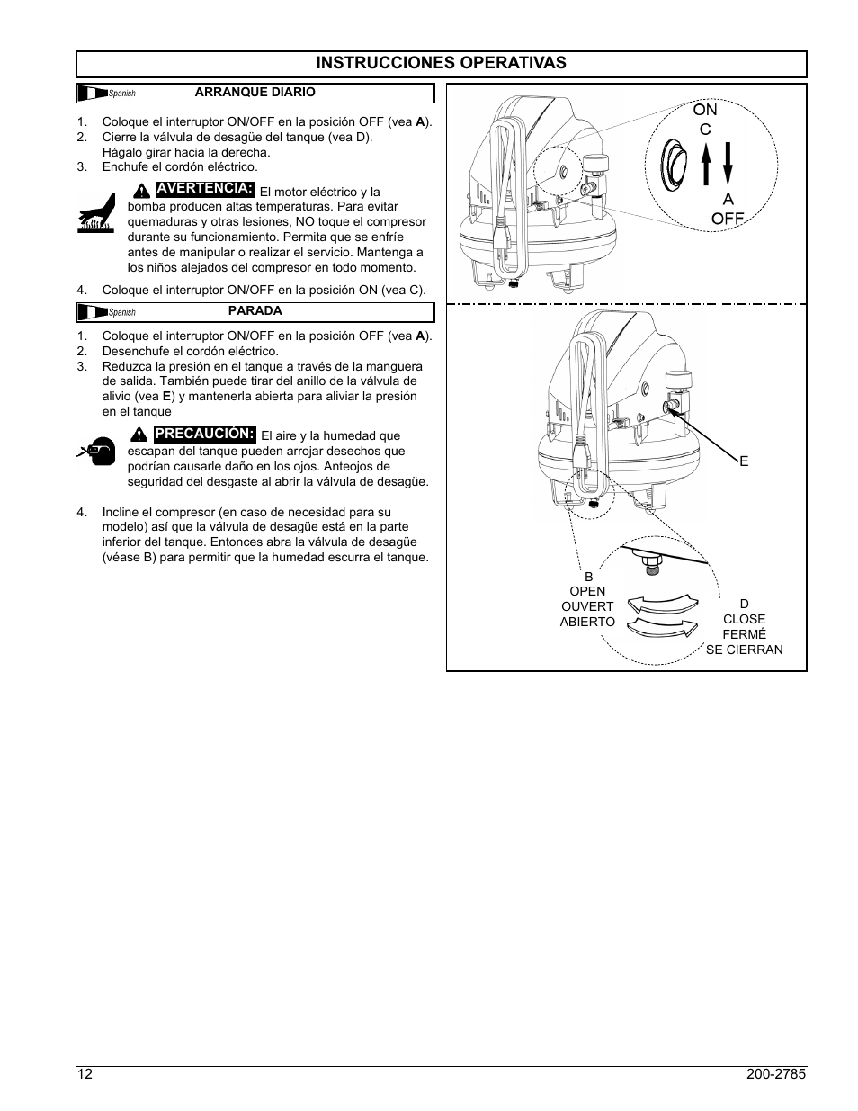 Instrucciones operativas | Powermate VNP0000101 User Manual | Page 12 / 20