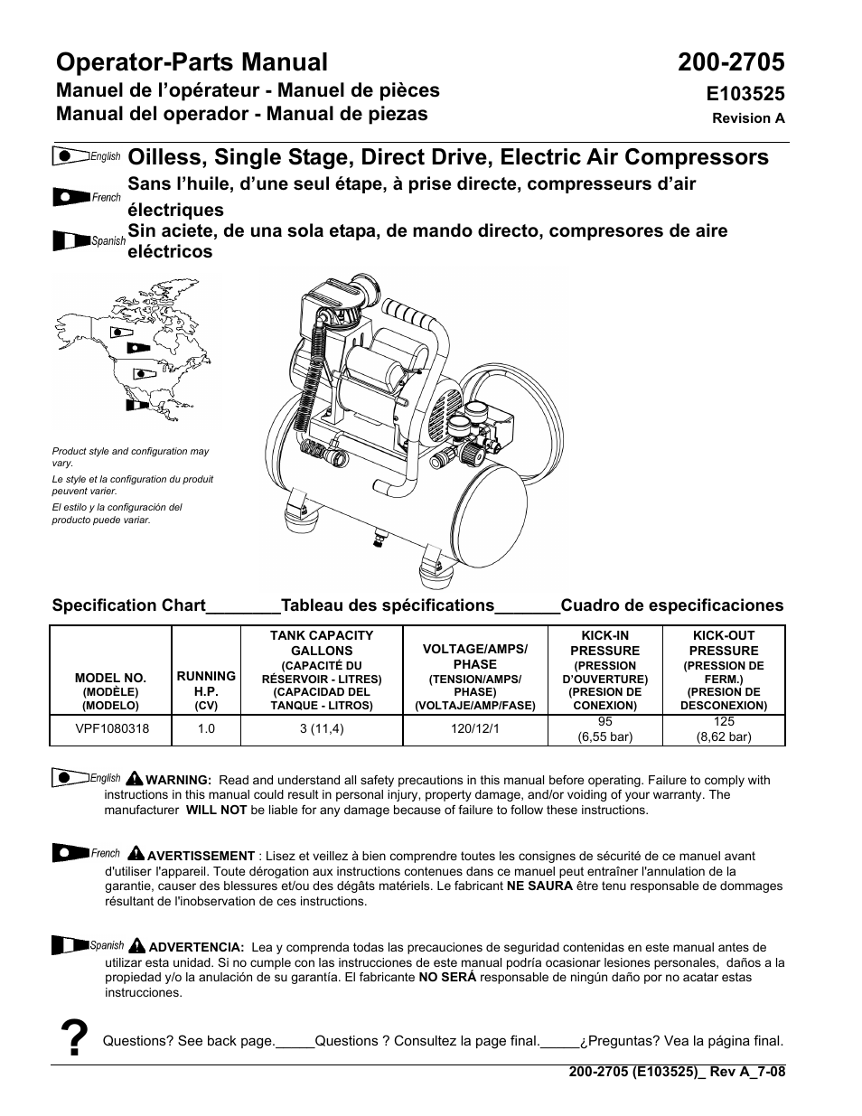 Powermate VPF1080318 User Manual | 20 pages