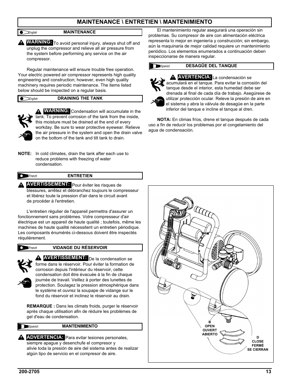 Maintenance \ entretien \ mantenimiento | Powermate VPF1080318 User Manual | Page 13 / 20