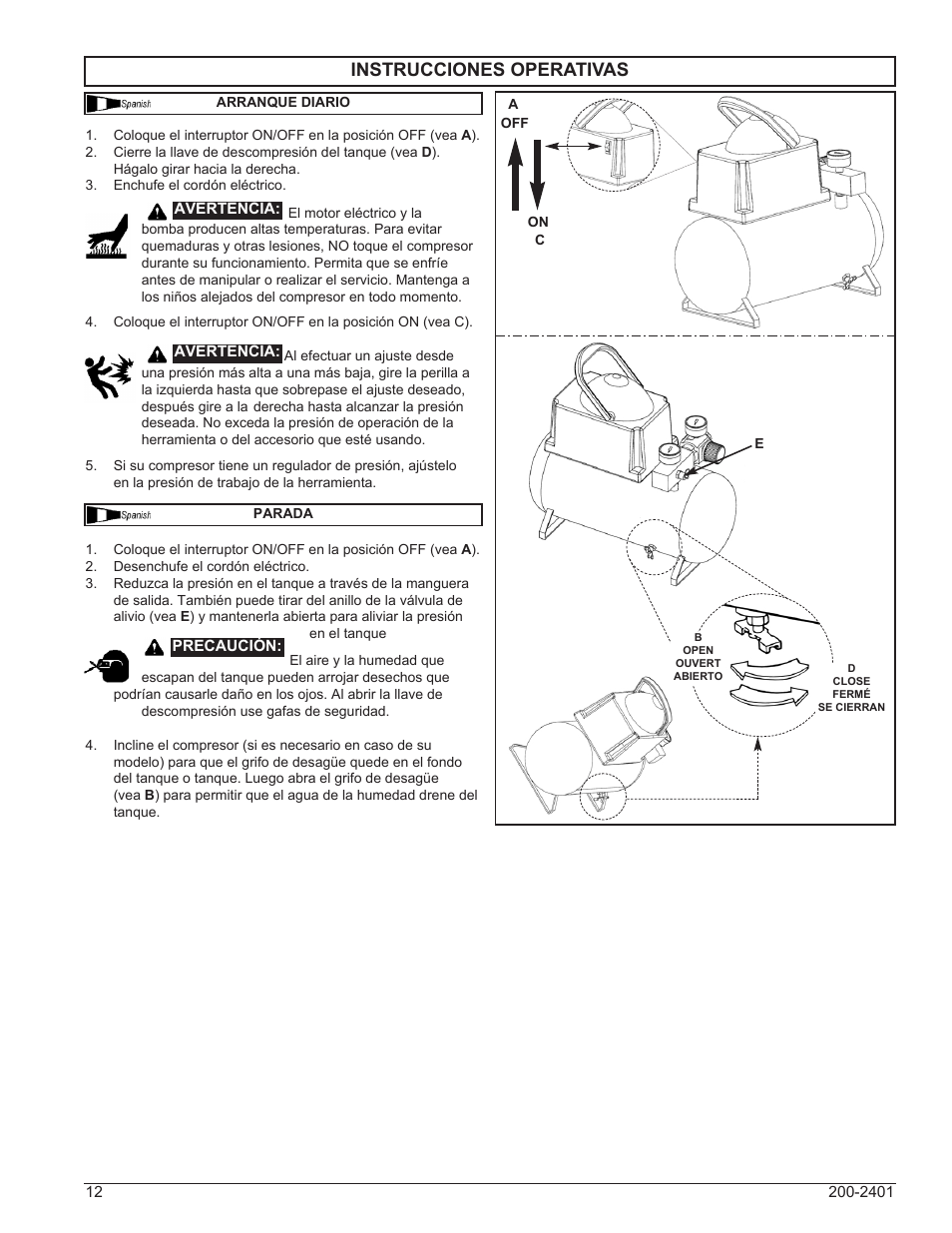 Instrucciones operativas | Powermate VPP0000201 User Manual | Page 12 / 20