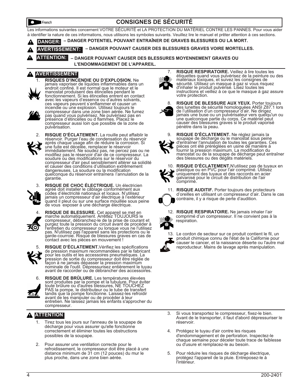 Consignes de sécurité | Powermate VPP0000201 User Manual | Page 4 / 20