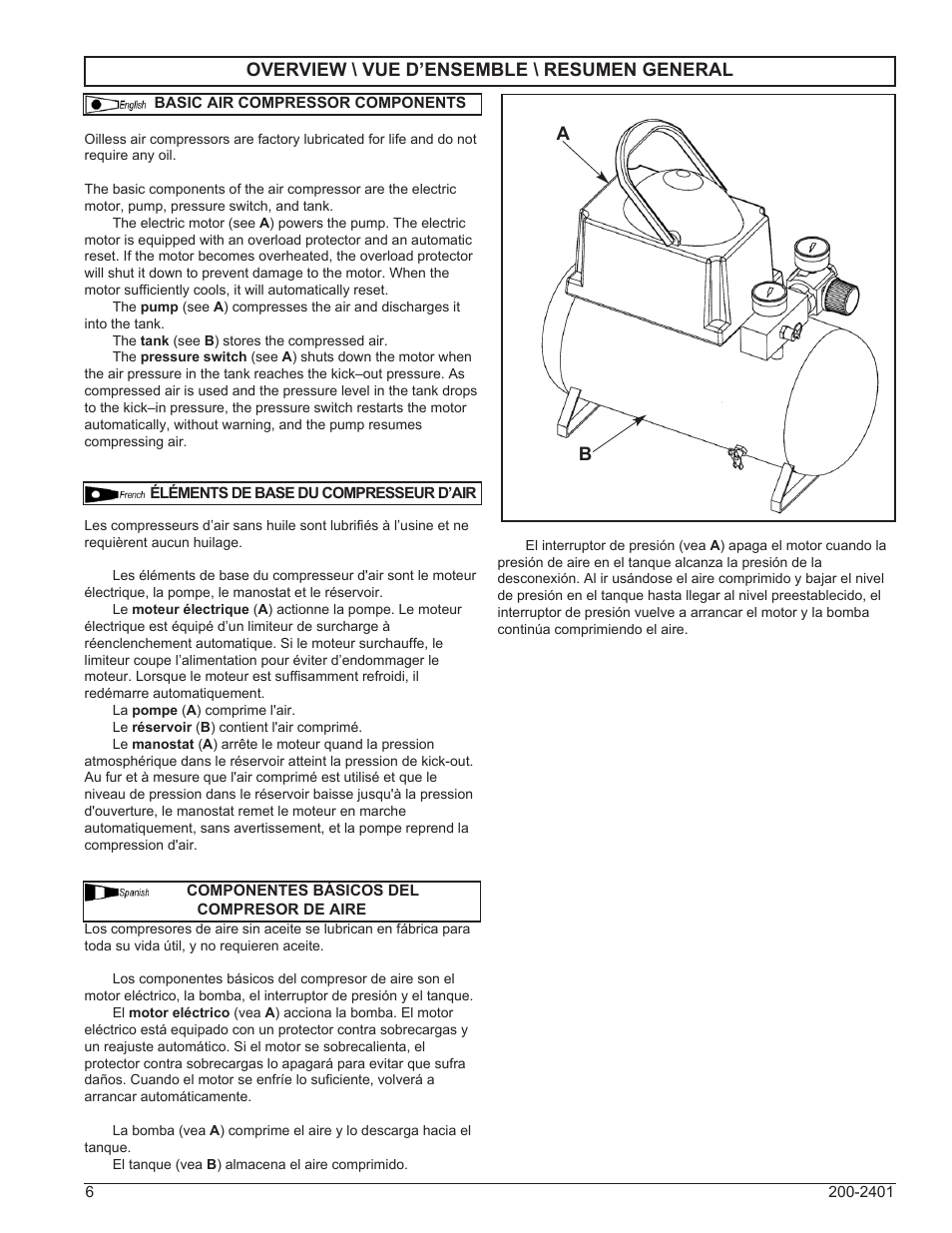 Ba overview \ vue d’ensemble \ resumen general | Powermate VPP0000201 User Manual | Page 6 / 20