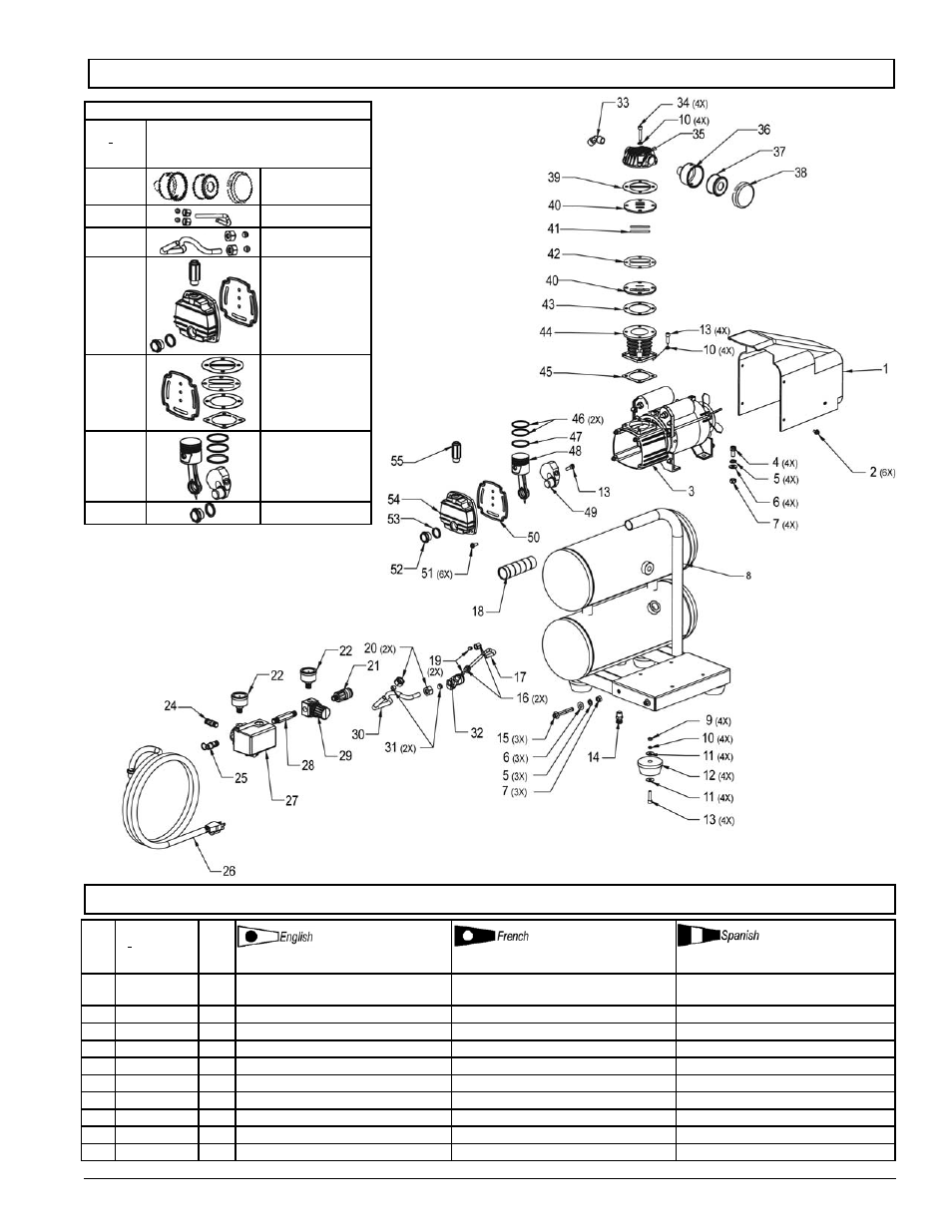 Parts list / liste de pièces / lista de las piezas | Powermate VSF1080421 User Manual | Page 16 / 24