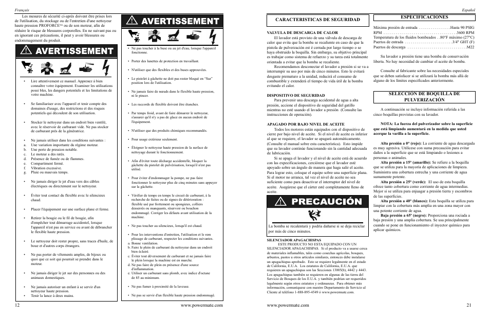 Caracteristicas de seguridad | Powermate PWC102350.03 User Manual | Page 12 / 16