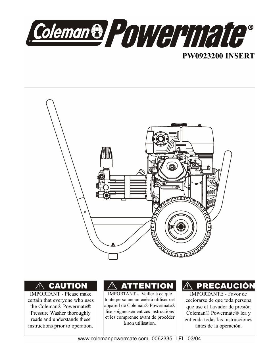 Powermate PW0923200 User Manual | 8 pages