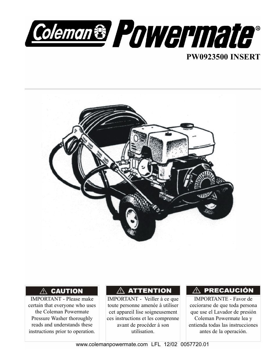 Powermate PW0923500 User Manual | 12 pages