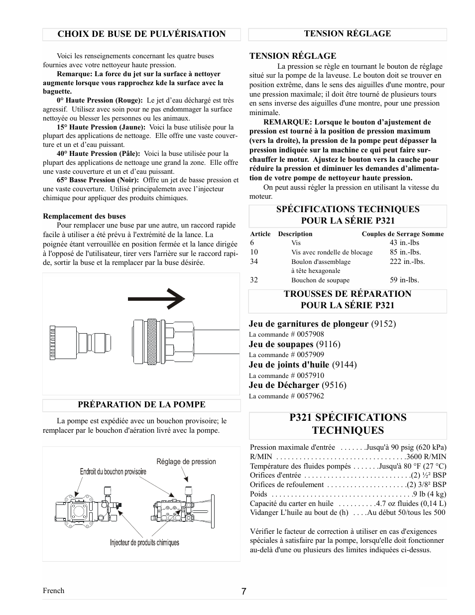 P321 spécifications techniques | Powermate PW0923500 User Manual | Page 7 / 12