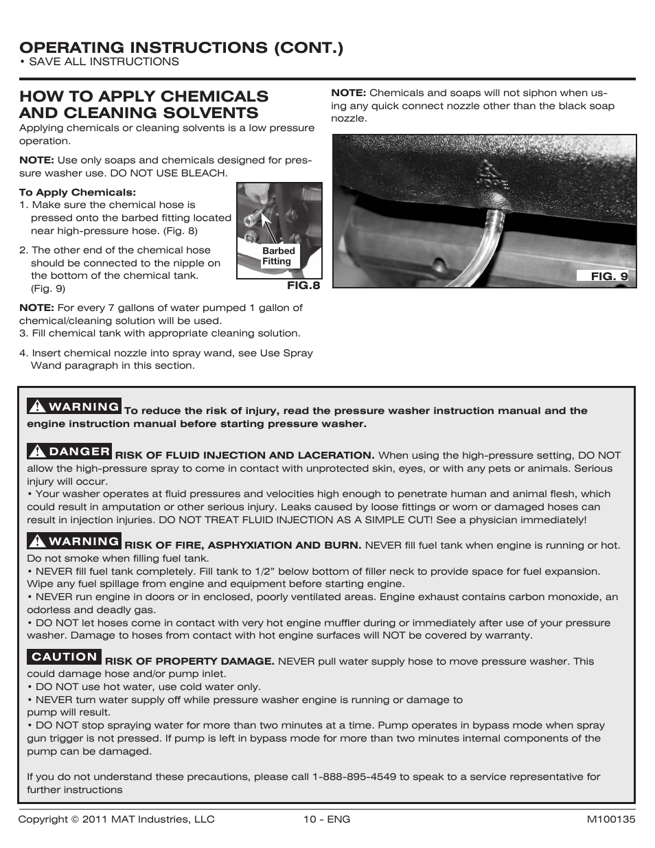 Operating instructions (cont.), How to apply chemicals and cleaning solvents | Powermate PWZ0142700.01 User Manual | Page 10 / 56