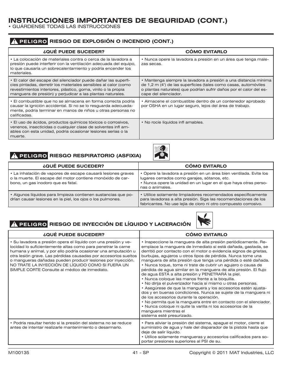 Instrucciones importantes de seguridad (cont.) | Powermate PWZ0142700.01 User Manual | Page 41 / 56