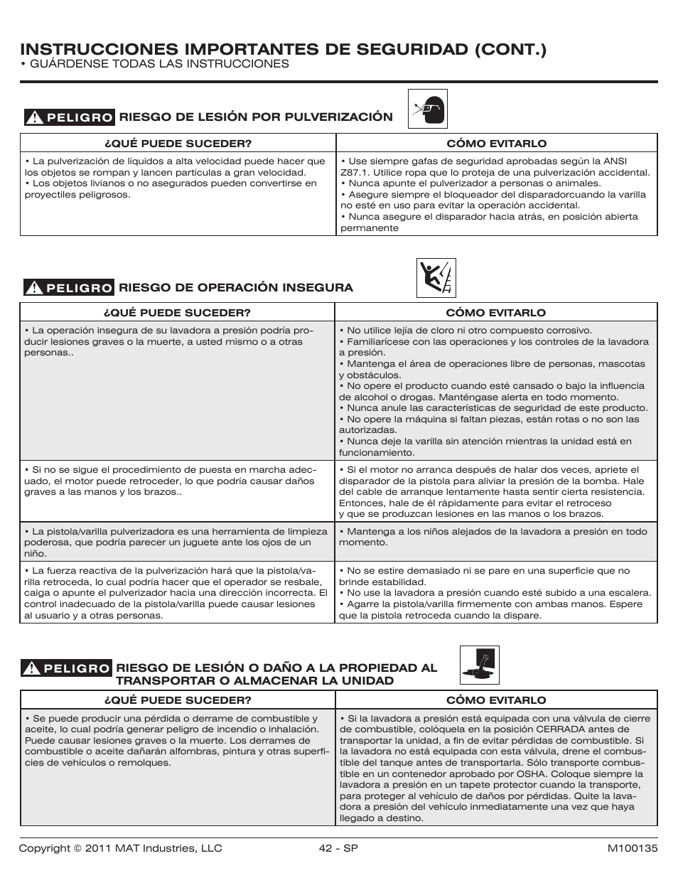 Instrucciones importantes de seguridad (cont.) | Powermate PWZ0142700.01 User Manual | Page 42 / 56