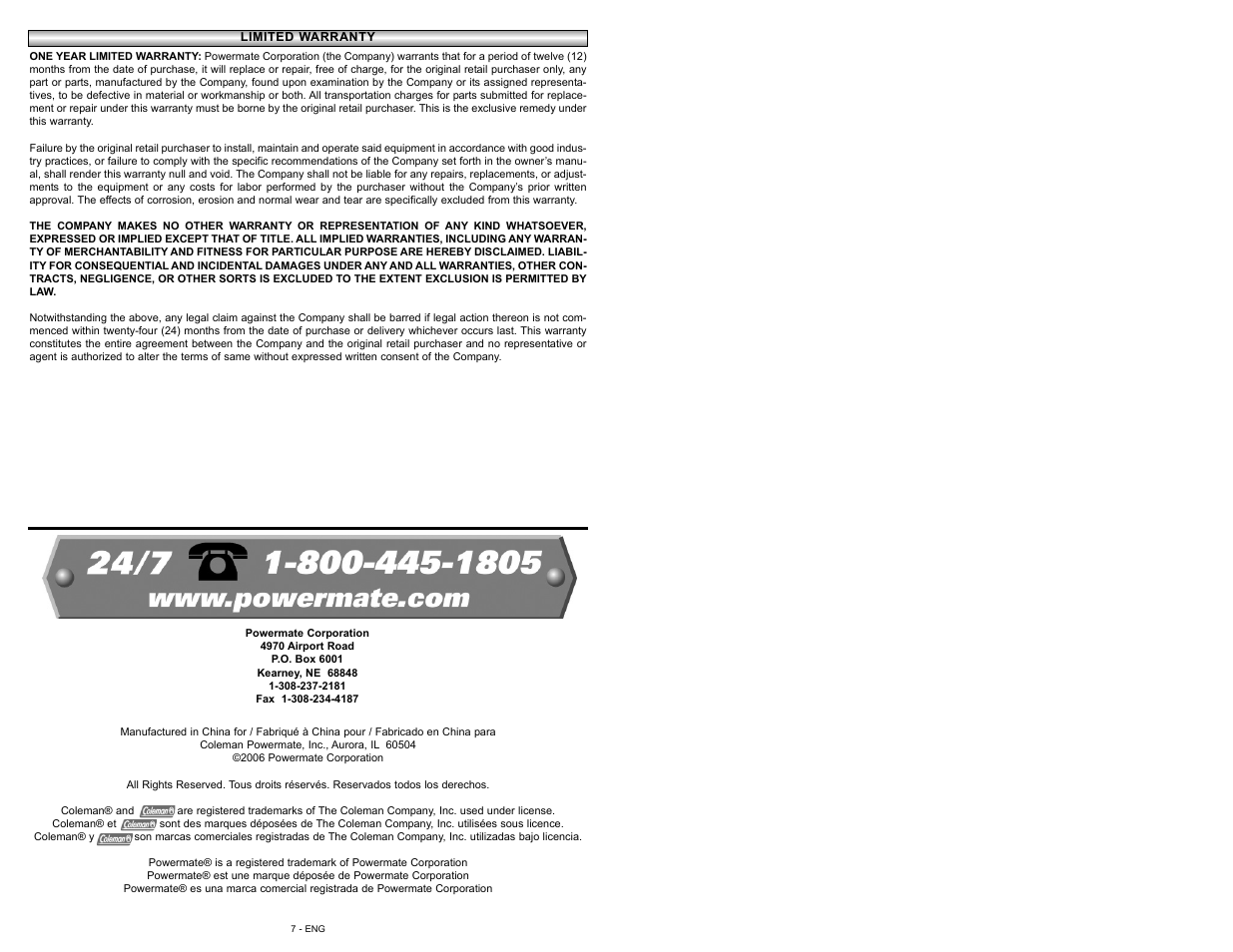 Powermate 010-0013CT User Manual | Page 7 / 20