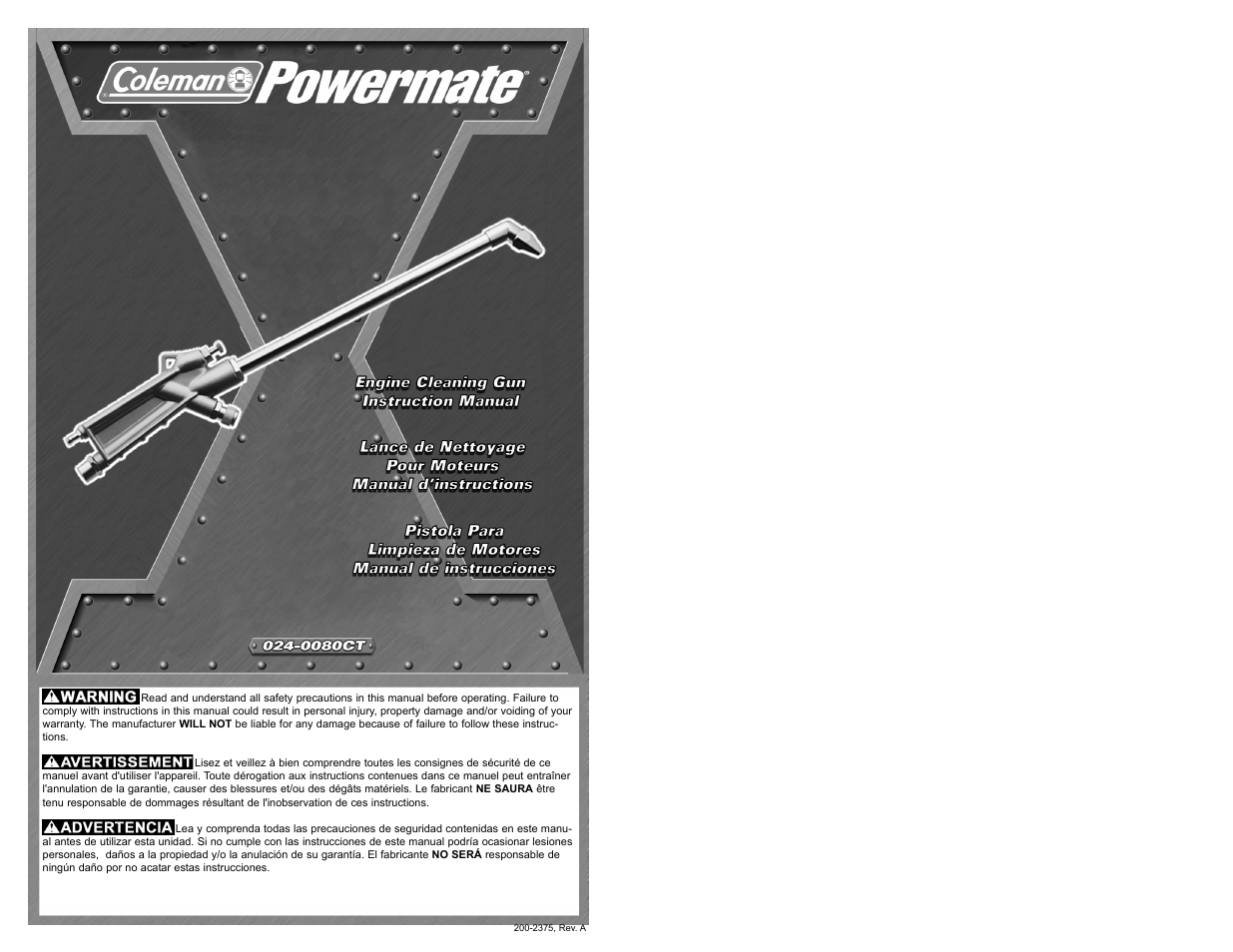 Powermate 024-0080CT User Manual | 16 pages