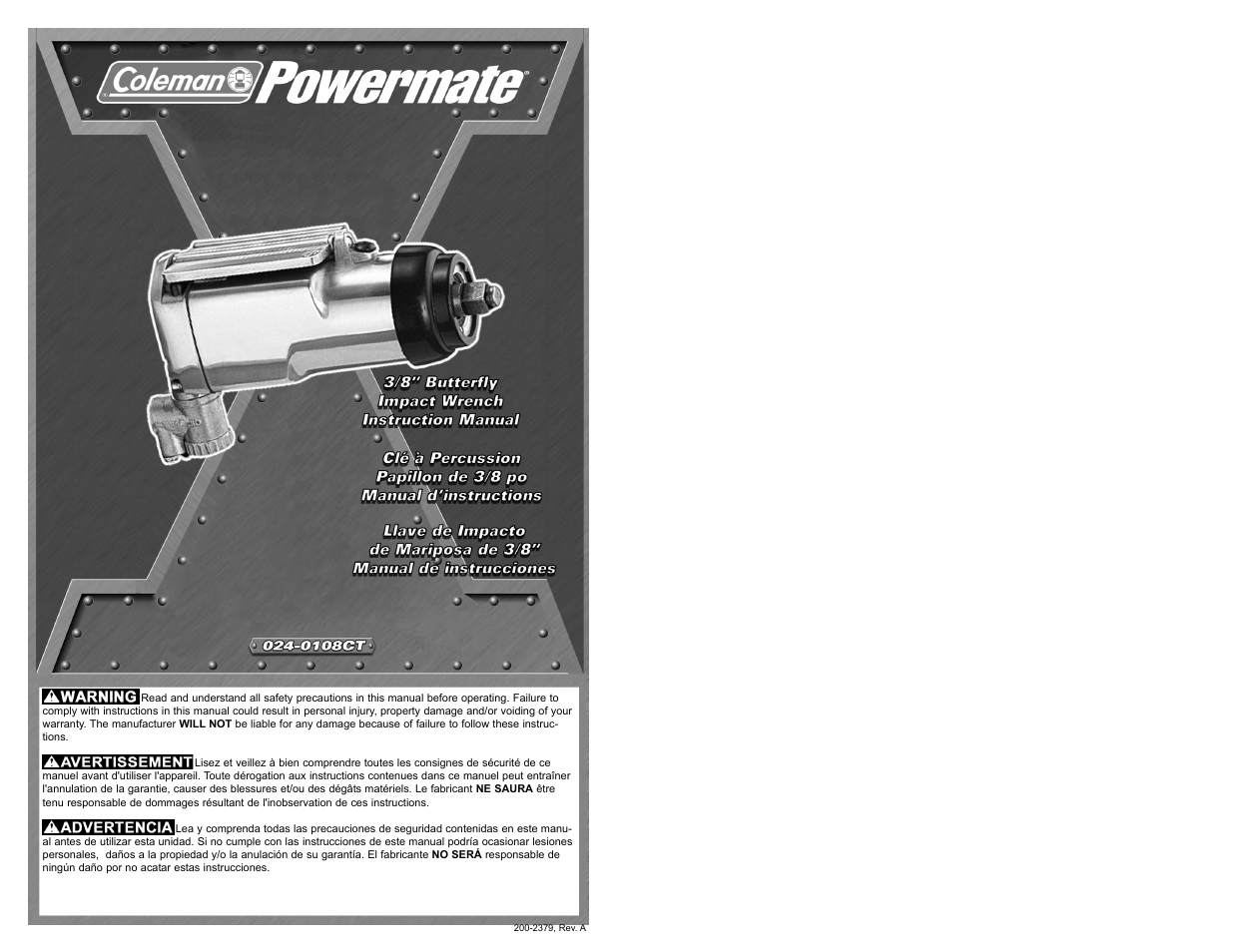 Powermate 024-0108CT User Manual | 16 pages