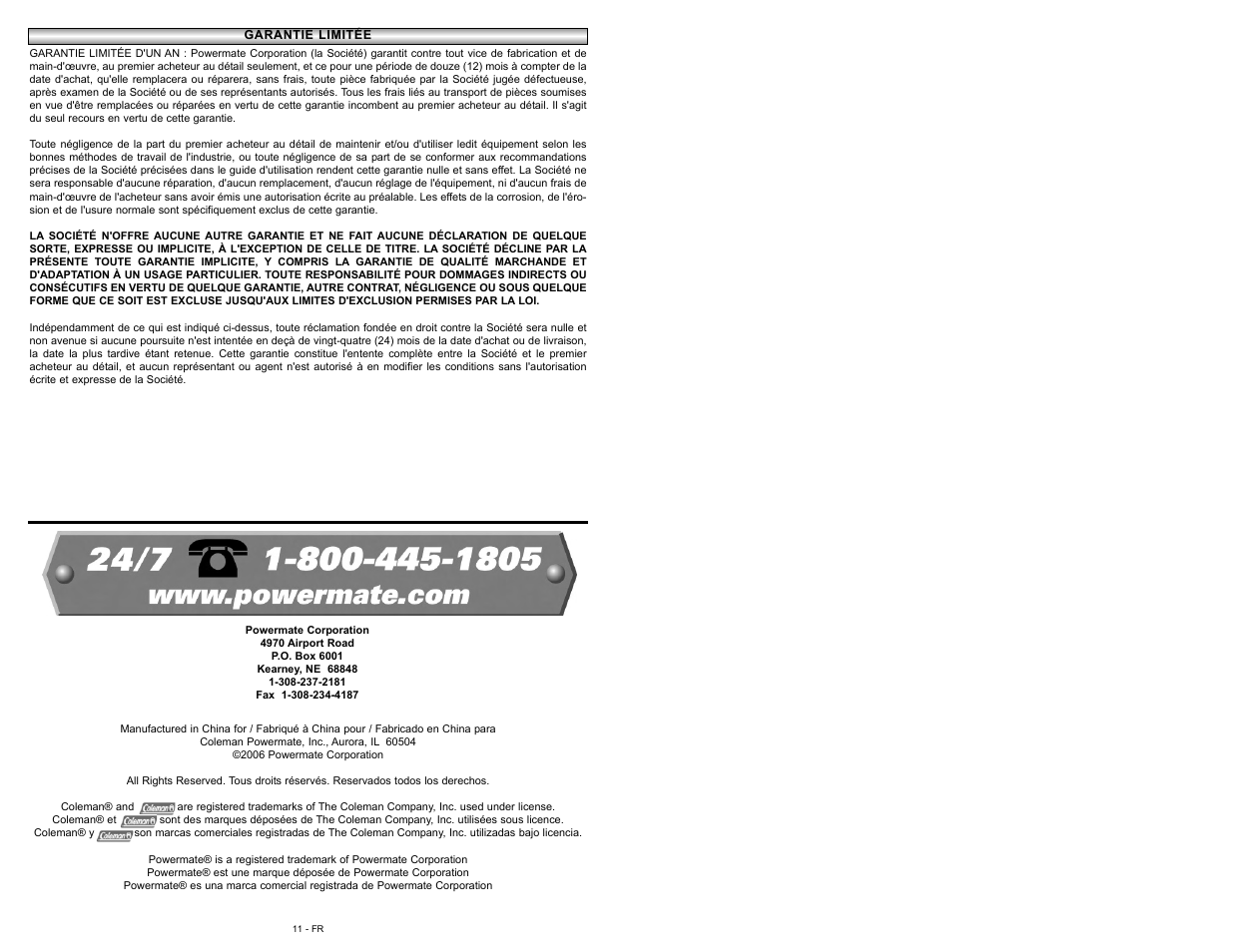 Powermate 024-0169SP User Manual | Page 11 / 48