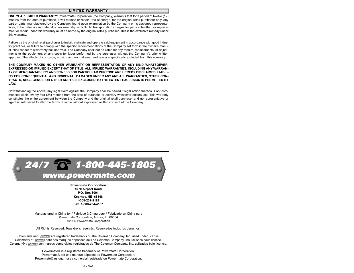 Powermate 024-0181CT User Manual | Page 6 / 16