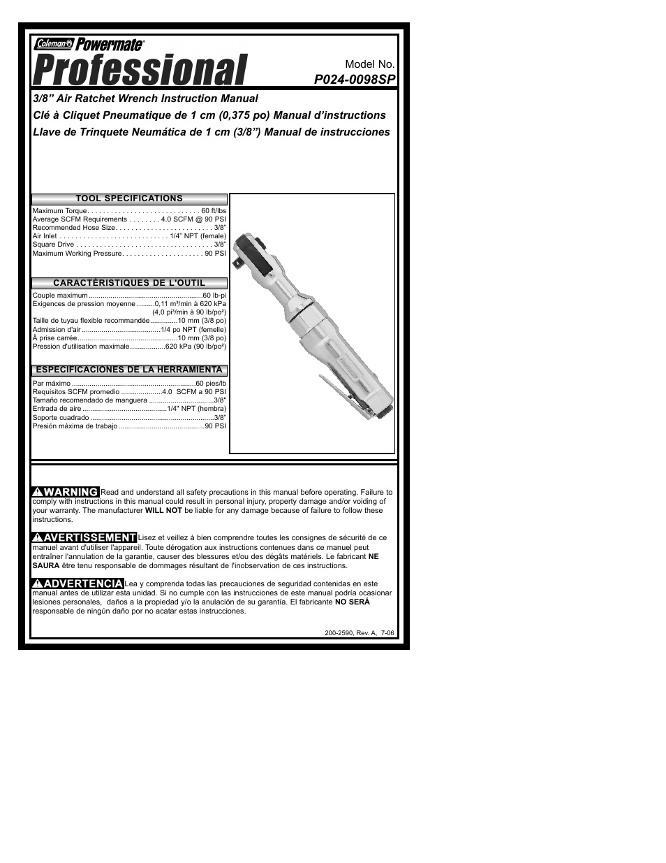 Powermate P024-0098SP User Manual | 16 pages