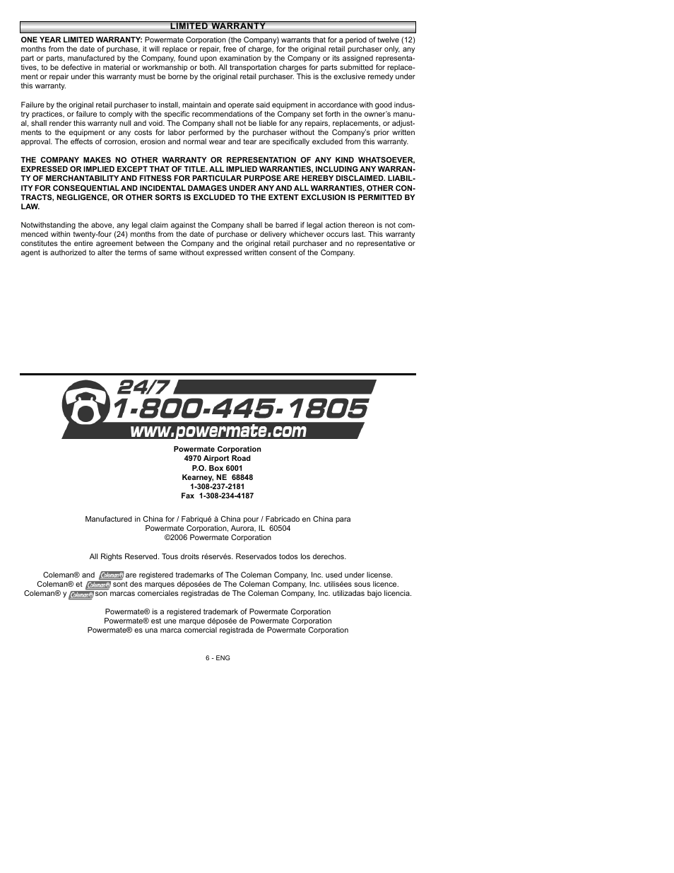 Powermate P024-0098SP User Manual | Page 6 / 16