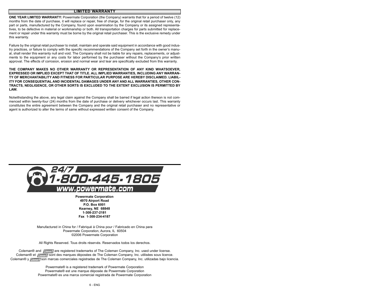Powermate P024-0104SP User Manual | Page 6 / 16