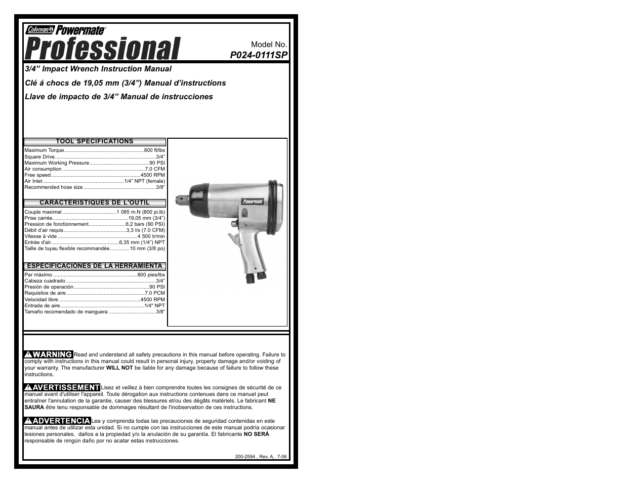 Powermate P024-0111SP User Manual | 16 pages