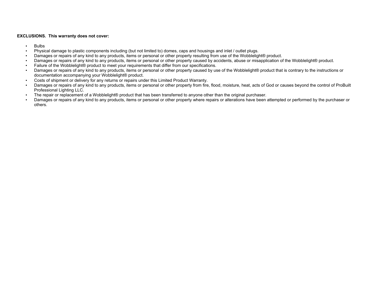 Probuilt Professional Lighting Wobblelight User Manual | Page 7 / 7