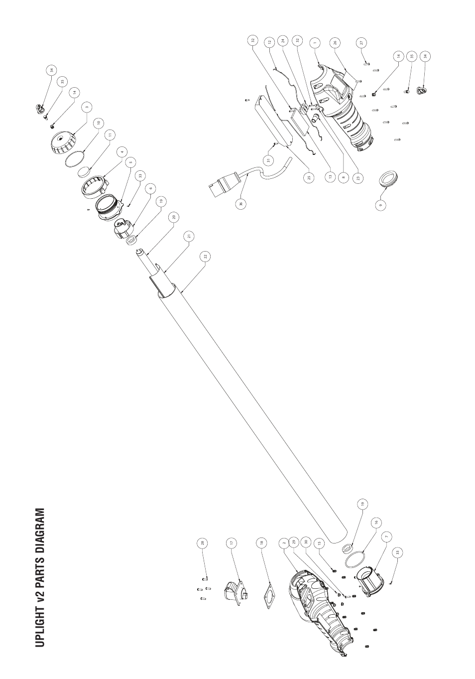 Up li gh t v2 pa rt s di ag ra m | Probuilt Professional Lighting Uplight v2 User Manual | Page 11 / 12