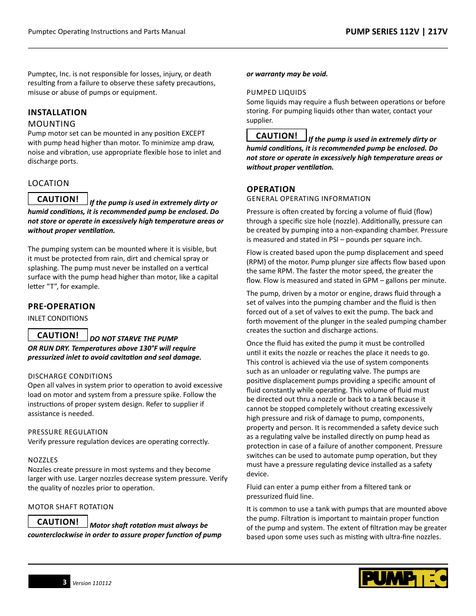 Pumptec 217V SERIES User Manual | Page 3 / 11