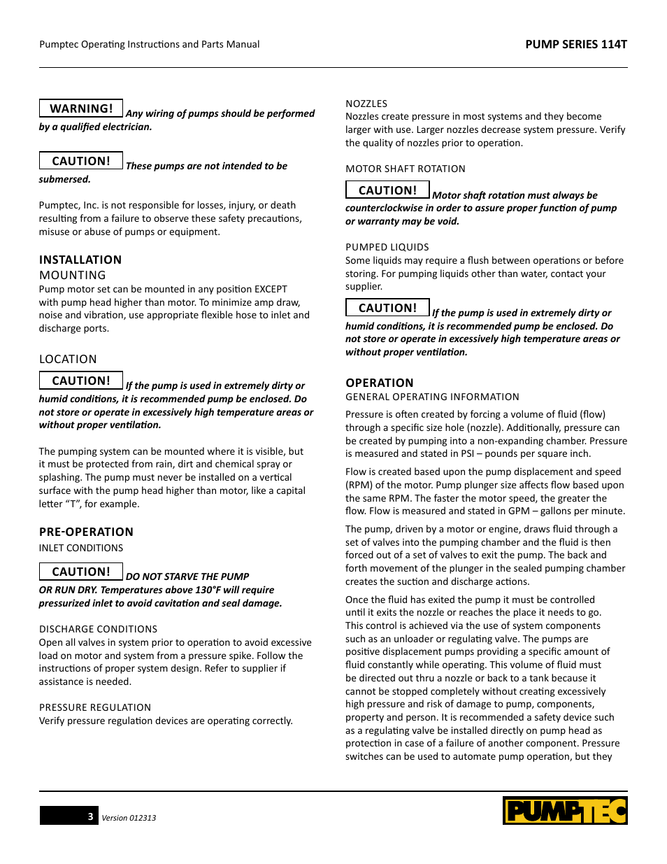 Pumptec 114T SERIES User Manual | Page 3 / 11