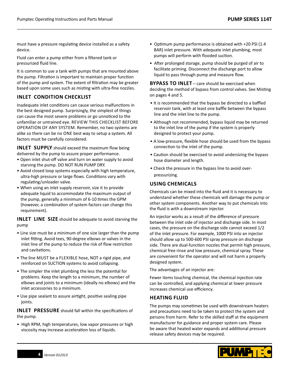 Pumptec 114T SERIES User Manual | Page 4 / 11