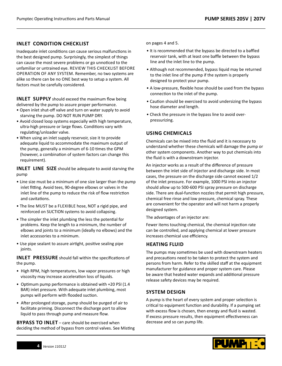 Pumptec 207V SERIES User Manual | Page 4 / 11