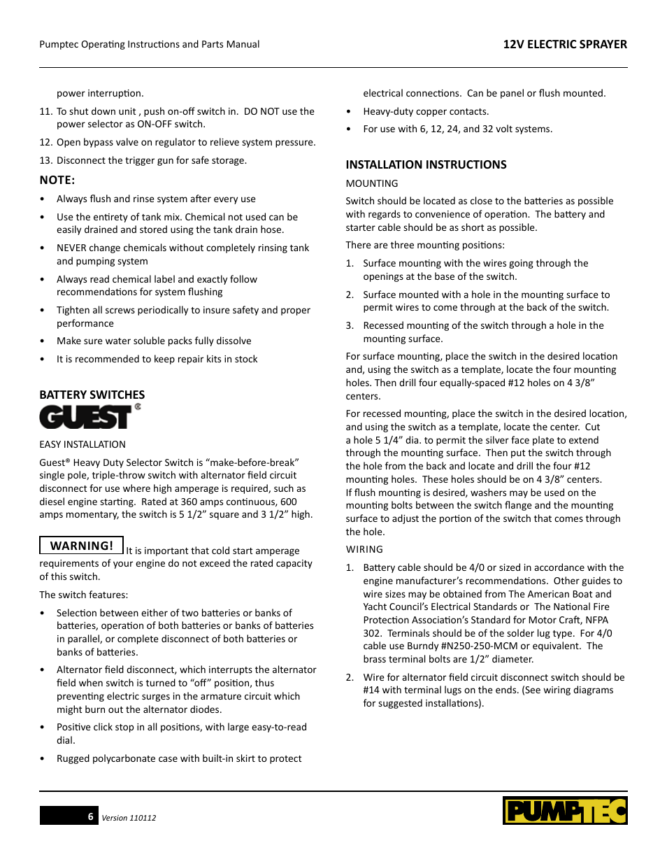 Pumptec ELECTRIC SPRAYER 12V User Manual | Page 6 / 23