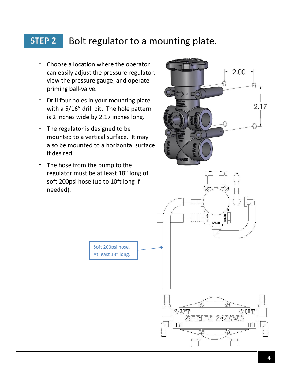 Bolt regulator to a mounting plate, Step 2 | Pumptec SPRAYER SUB-ASSEMBLY 350U with regulator User Manual | Page 4 / 8