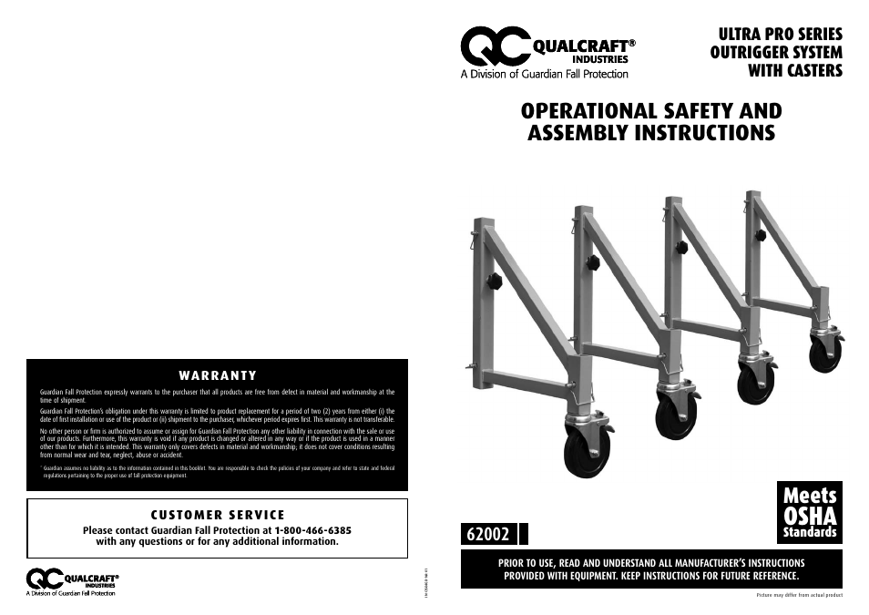 Qualcraft UltraPro Steel Outrigger System User Manual | 2 pages