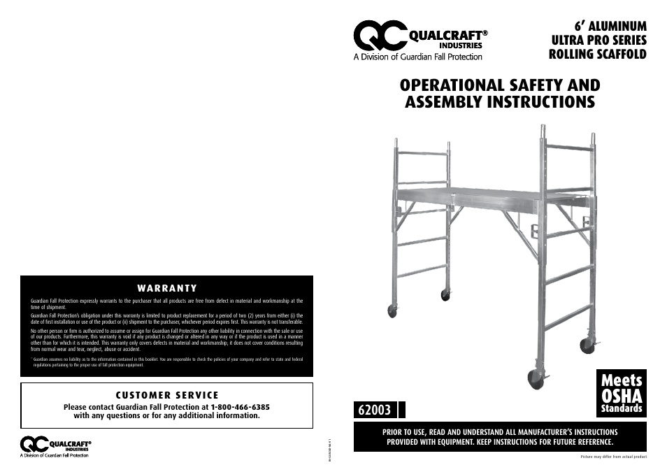 Qualcraft UltraPro Aluminum Mobile Scaffold User Manual | 2 pages