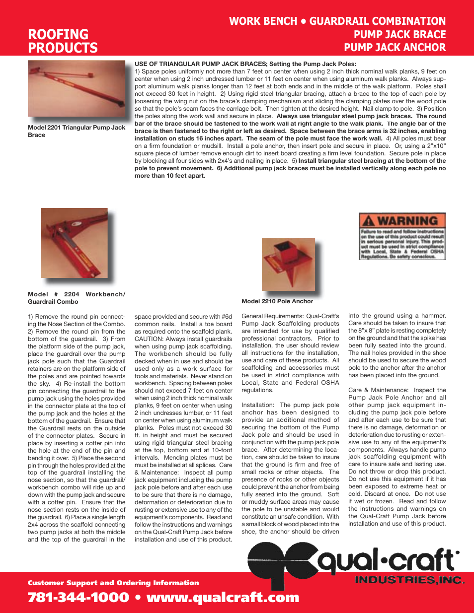 Roofing products | Qualcraft Workbench & Guardrail Holder Combo User Manual | Page 2 / 2
