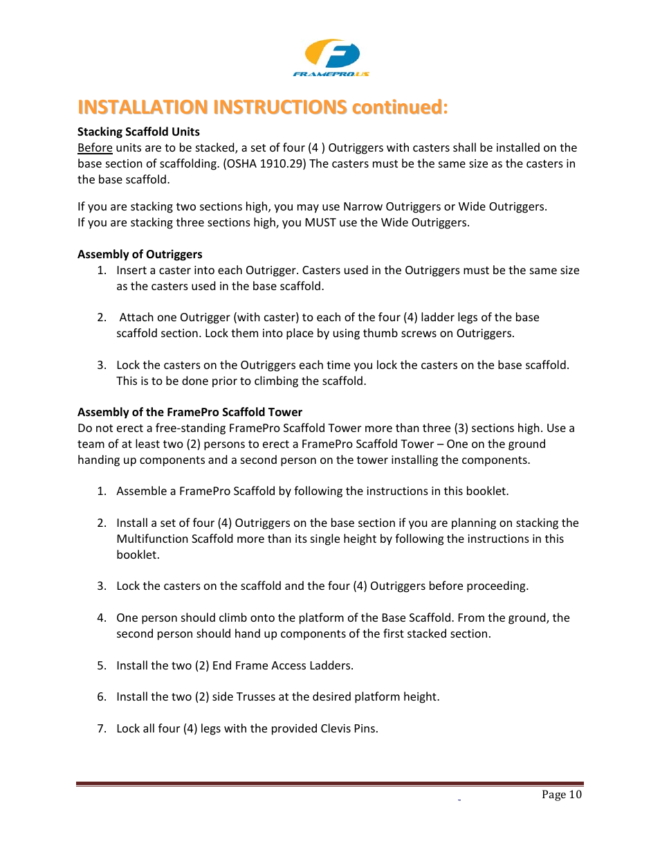 Qualcraft Clone Universal Rolling Scaffold User Manual | Page 10 / 12