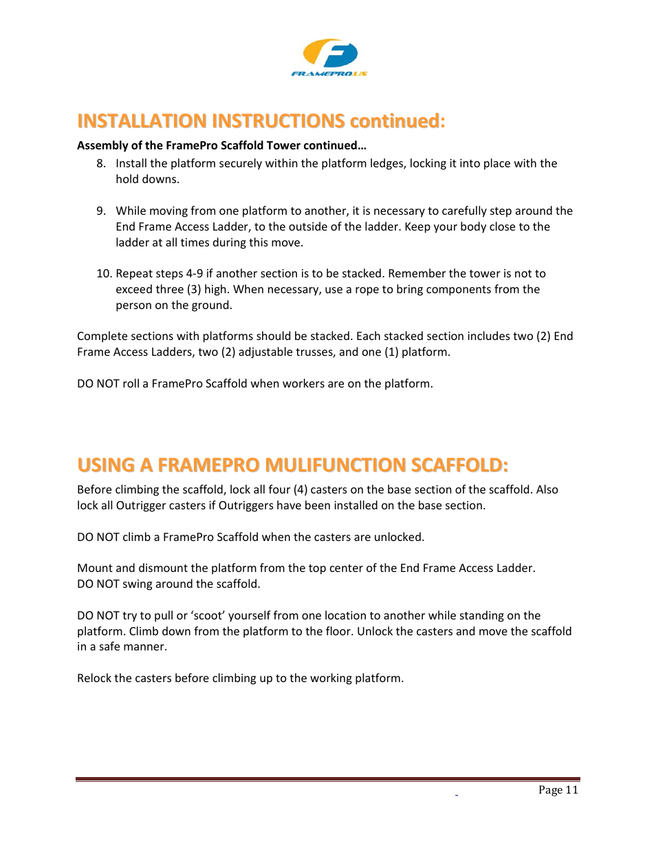 Qualcraft Clone Universal Rolling Scaffold User Manual | Page 11 / 12