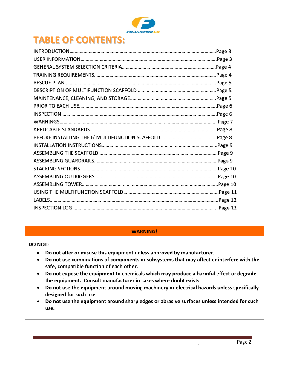 Qualcraft Clone Universal Rolling Scaffold User Manual | Page 2 / 12