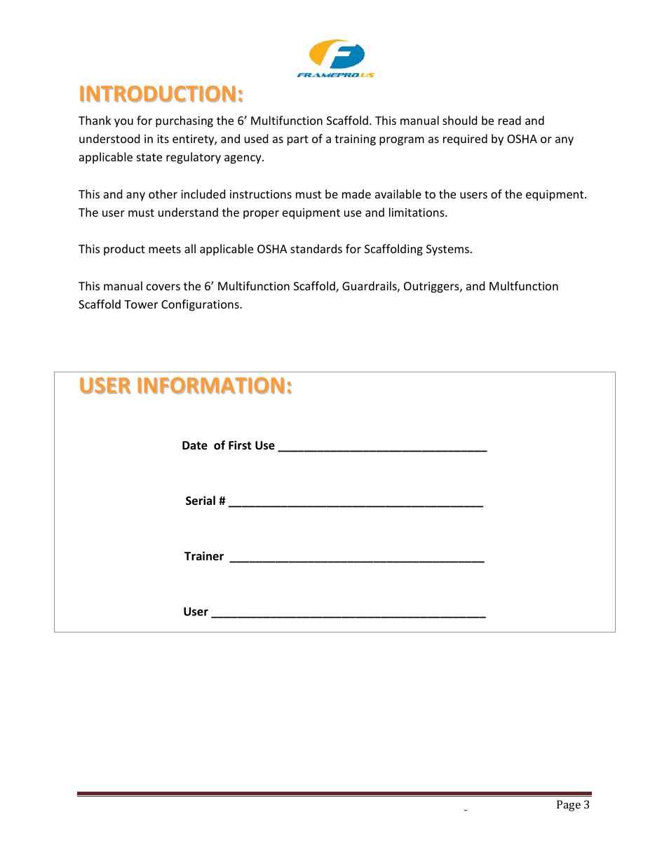 Qualcraft Clone Universal Rolling Scaffold User Manual | Page 3 / 12