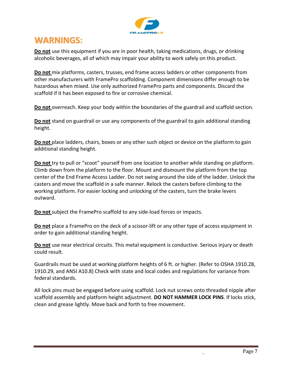 Qualcraft Clone Universal Rolling Scaffold User Manual | Page 7 / 12