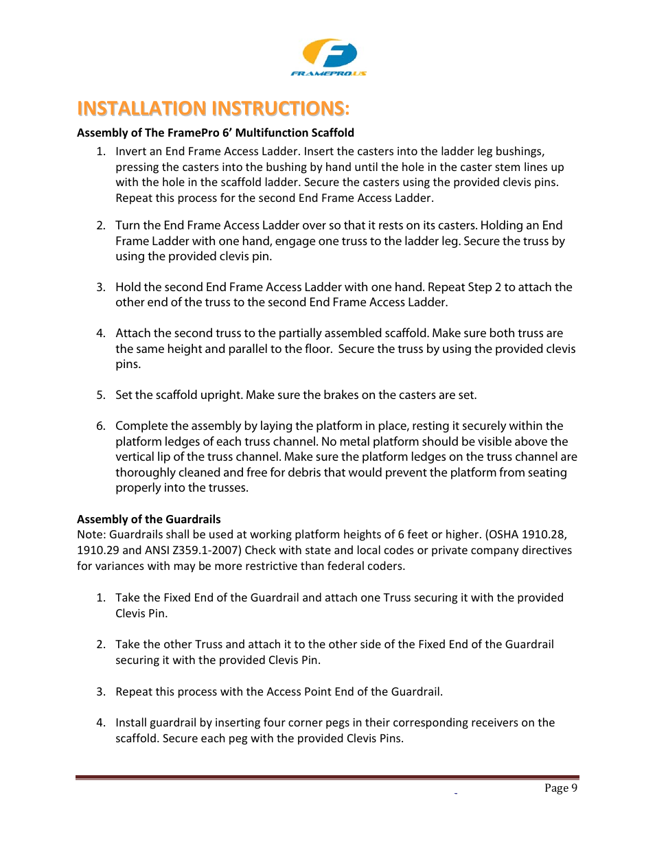 Qualcraft Clone Universal Rolling Scaffold User Manual | Page 9 / 12