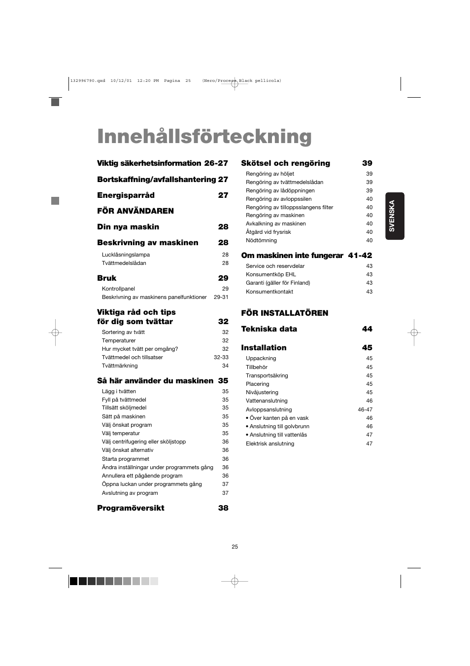 Innehållsförteckning | Zanussi FE 1014 N User Manual | Page 25 / 92