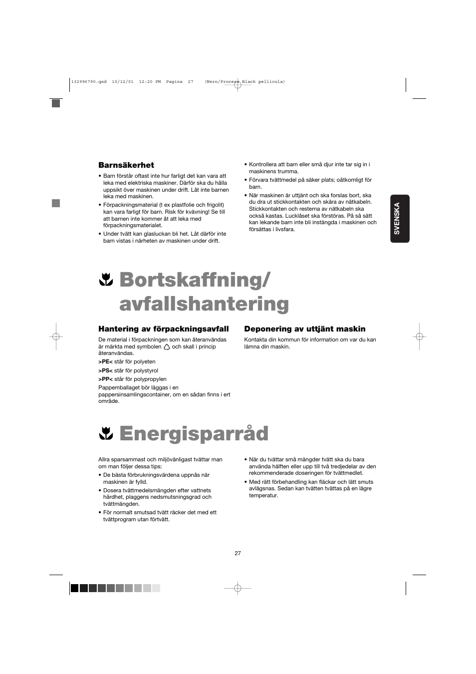 Bortskaffning/ avfallshantering energisparråd | Zanussi FE 1014 N User Manual | Page 27 / 92