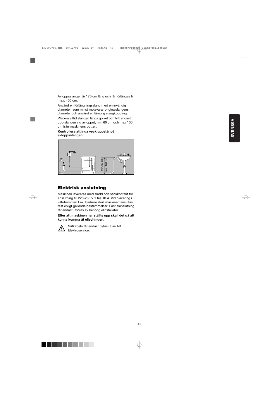 Elektrisk anslutning | Zanussi FE 1014 N User Manual | Page 47 / 92