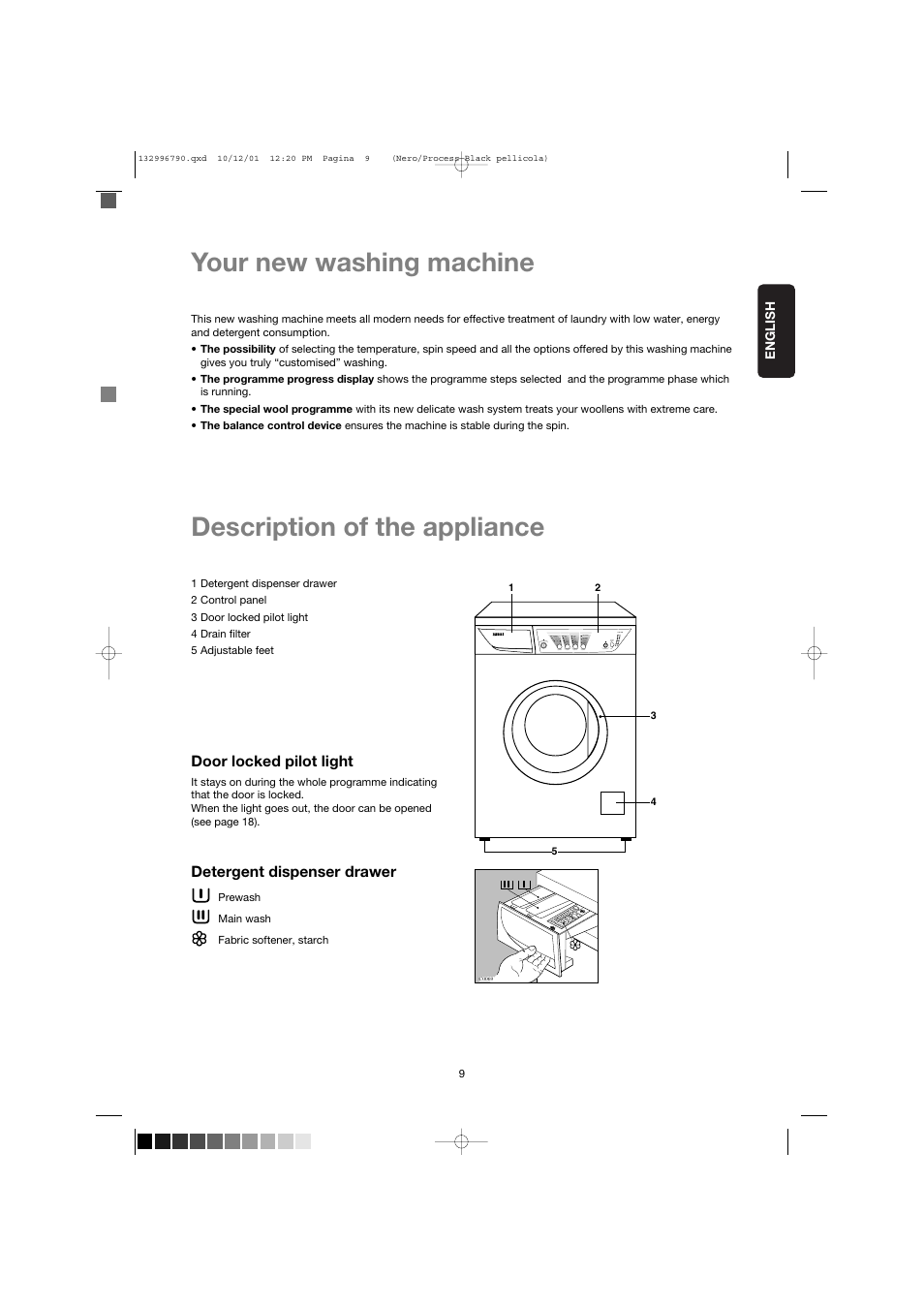Your new washing machine, Description of the appliance | Zanussi FE 1014 N User Manual | Page 9 / 92