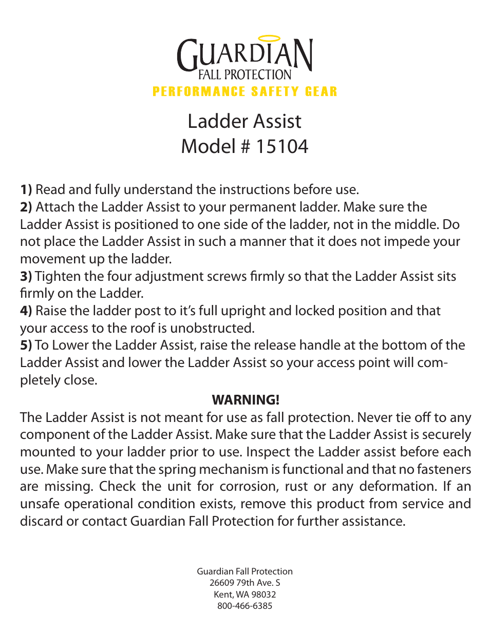 Qualcraft Ladder Assist User Manual | 1 page