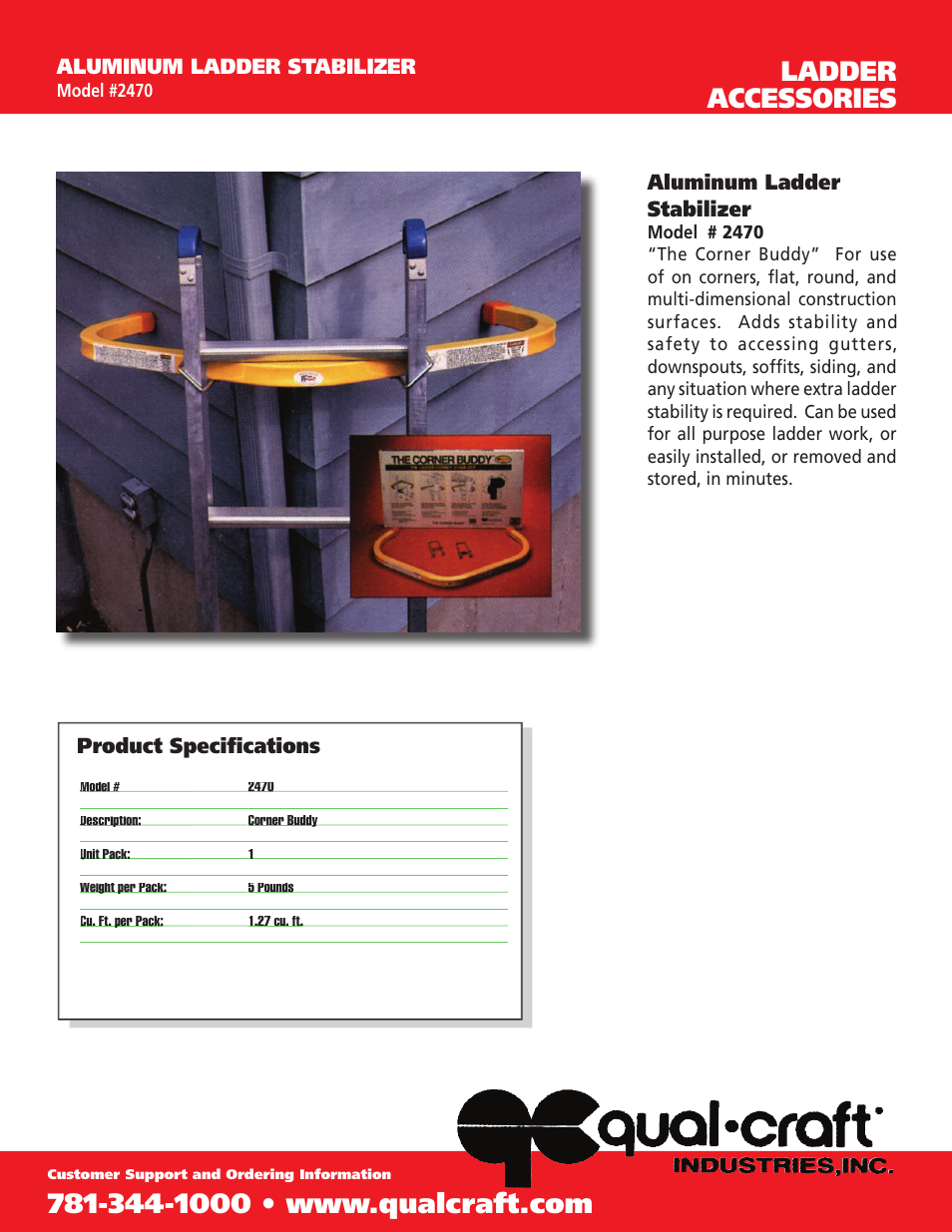 Qualcraft Corner Buddy Ladder Stabilizer User Manual | 2 pages