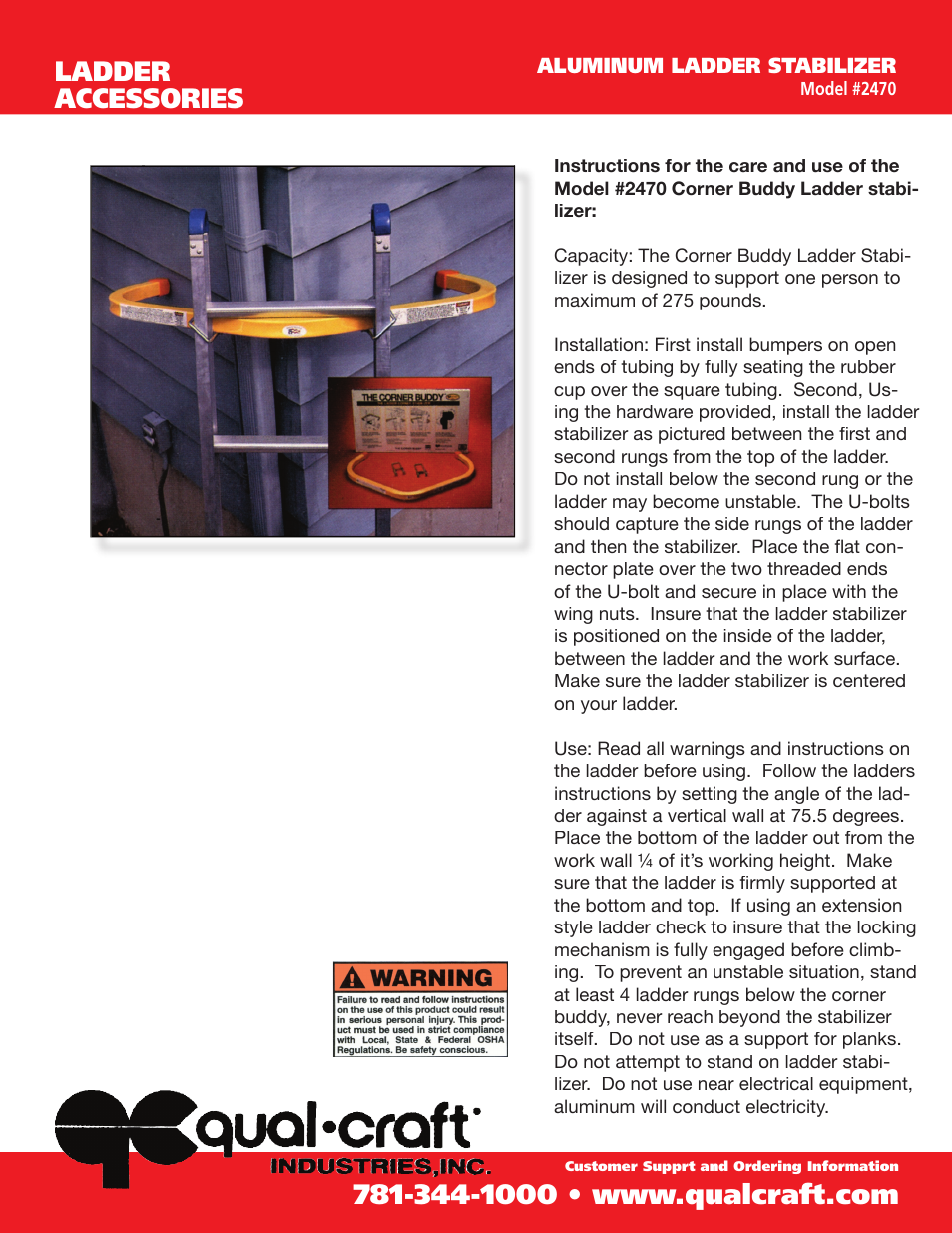 Ladder accessories | Qualcraft Corner Buddy Ladder Stabilizer User Manual | Page 2 / 2