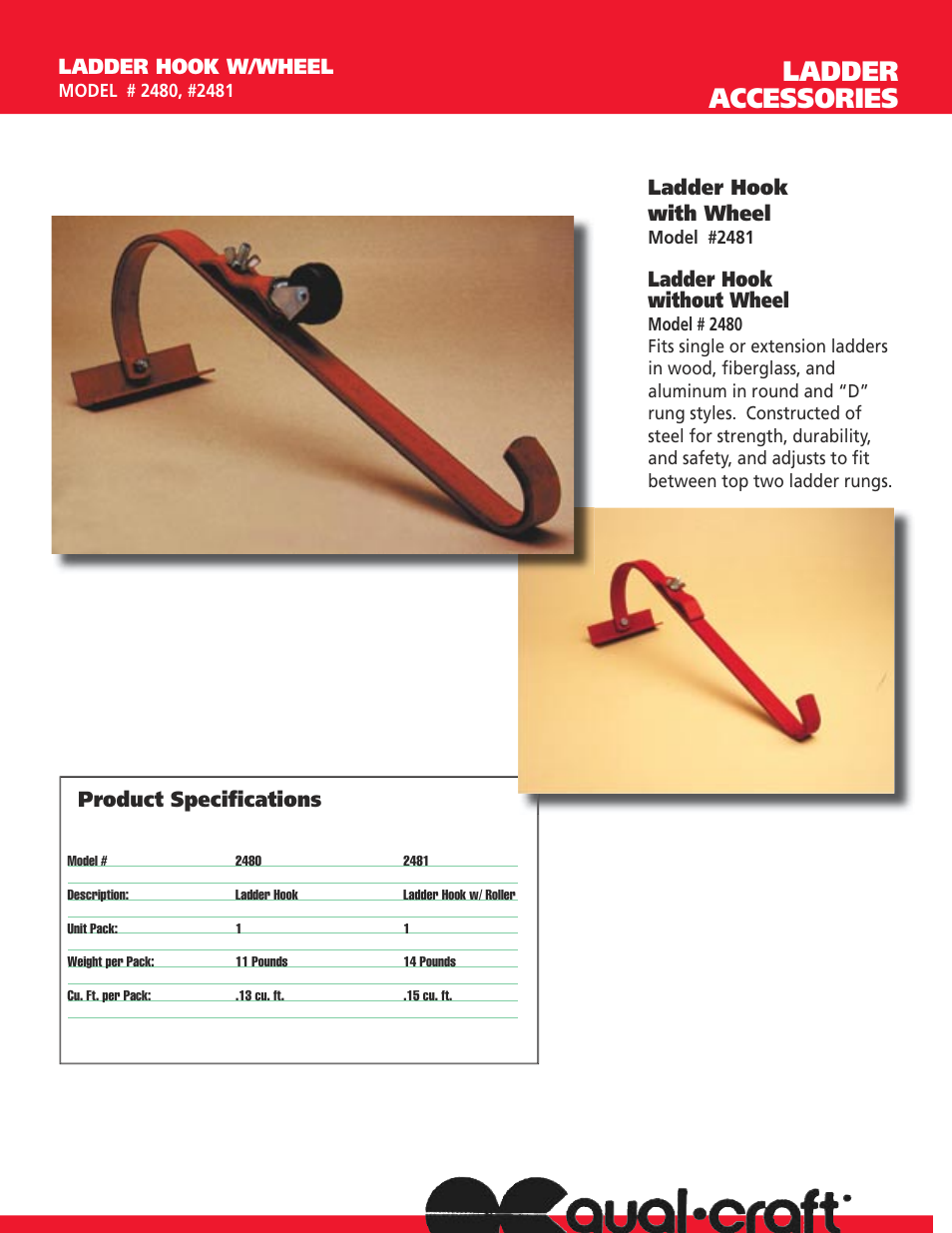 Qualcraft Ladder Hook User Manual | 2 pages